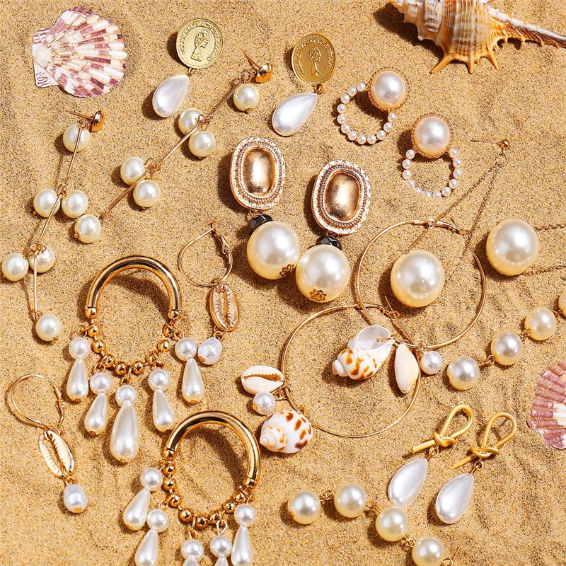 17 км большие геометрические жемчужные серьги 2019 для женщин любовник золотистый