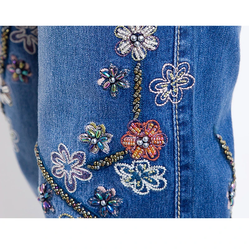 Лидер продаж 2019 узкие расклешенные брюки с высокой талией женские джинсы ручной