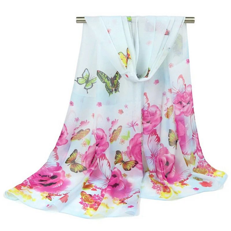 155 см * 50 новый стиль женские шарфы с принтом бабочек модный шифоновый цветной
