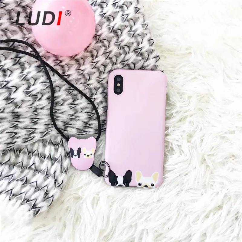 LUDI милый чехол с французскими Собаками Для iPhone X 7/8 plus мягкий Pro-TPU хипстерский