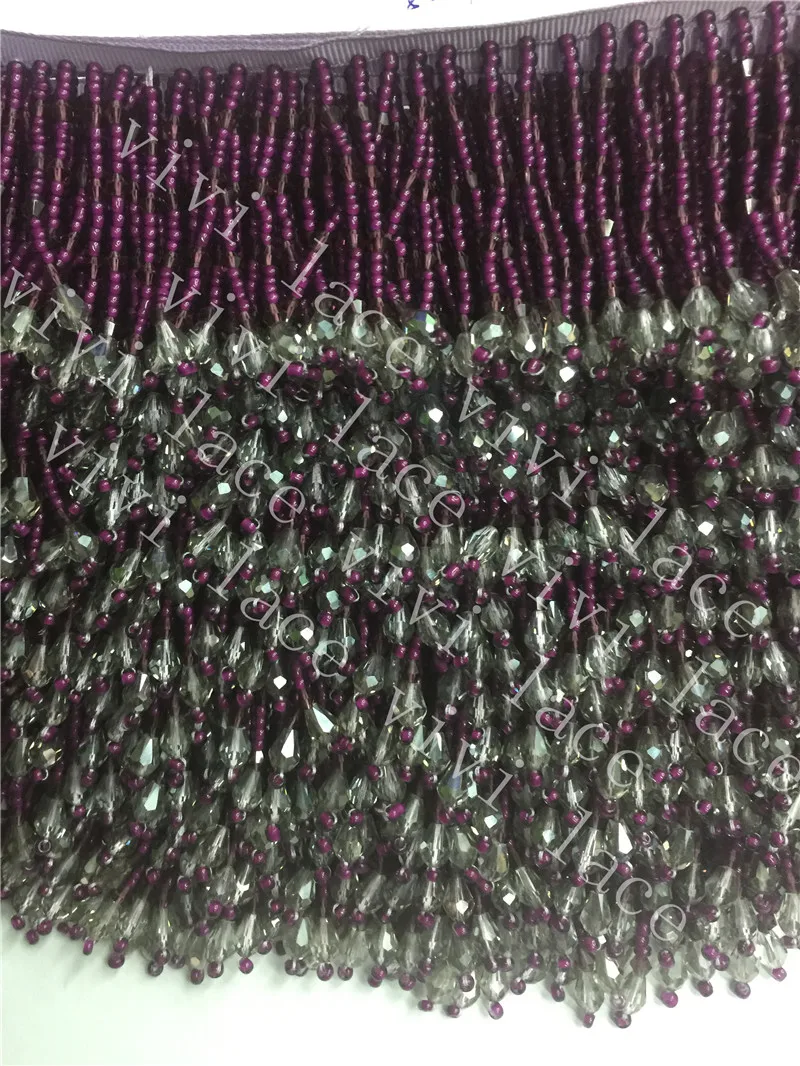 

Yy0016 10 ярдов/сумка, темно-Фиолетовая лента с бахромой и с бусинами, ширина 5 см для распиливания/свадьбы/модельера/свадебного платья