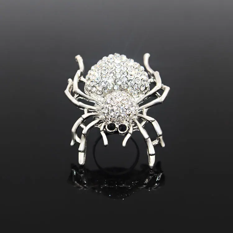 Кольцо с пауком из натурального кристалла античным покрытием бесплатная