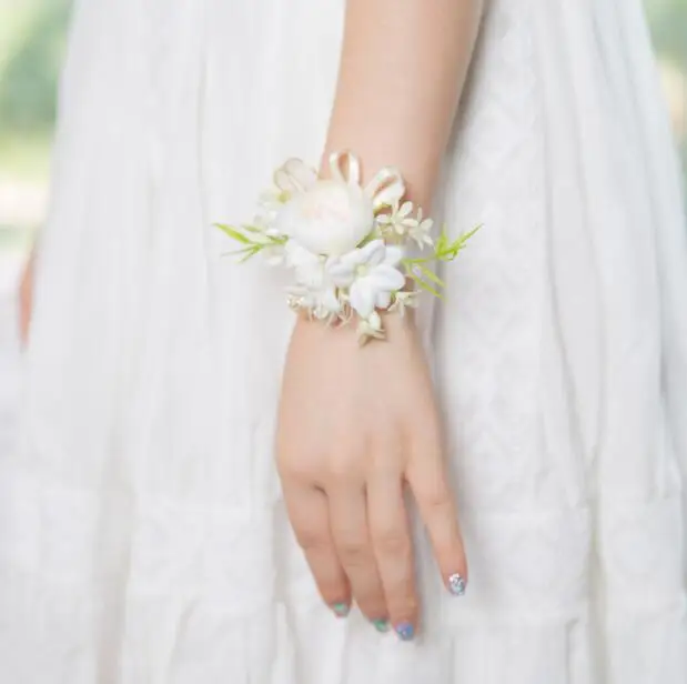 Wrist Flower 2 JaneVini, новинка, искусственные цветы, бутоньерка для невесты, жениха, белый корсаж, набор цветов на запястье, свадебные корсажи и бутоньерки - Цвет: Wrist Flower 2