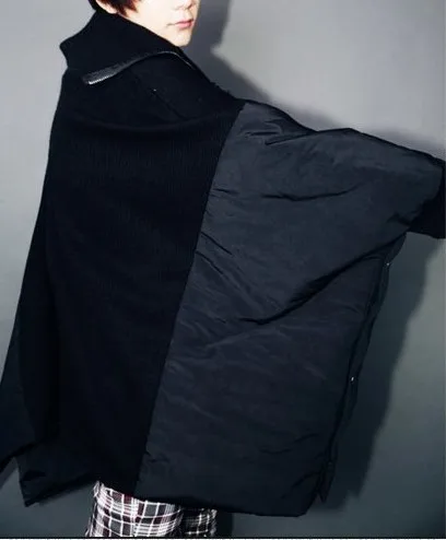 Korean Fashion Bat-Wing Sleeves Cotton Coat Black CT78 | Мужская одежда