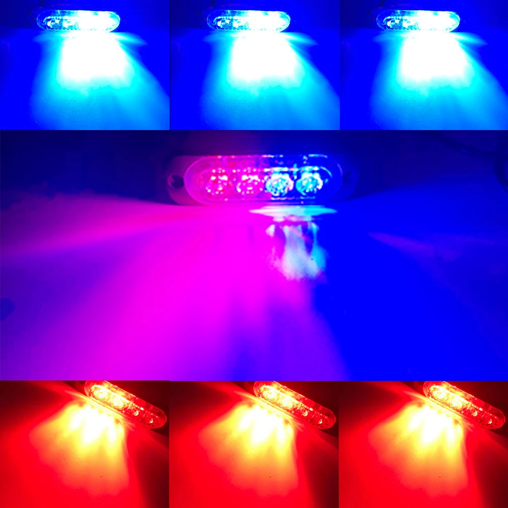 4LED Ультра Тонкий мерцающий светильник 12 24V автомобиль мотоцикл боковой красного