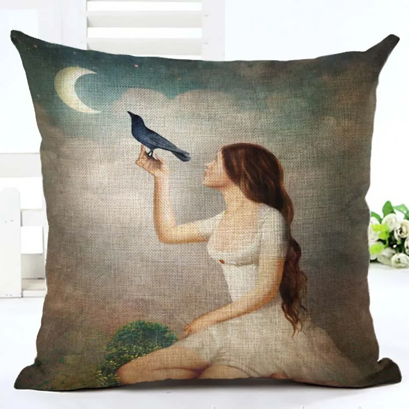 18 дюймов наволочка с красивым принтом Наволочка украшения для дома хлопок лен