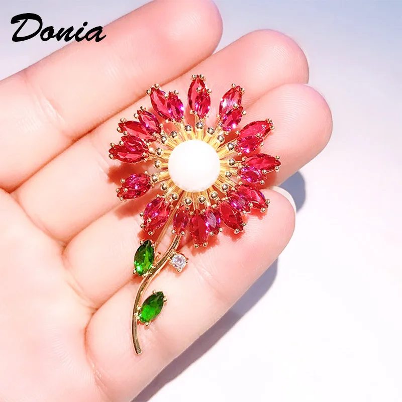 

Donia jewelry Fashion Korea simple temperament sunflower brooch personality micro-inlaid AAA zircon flower pin coat accessories