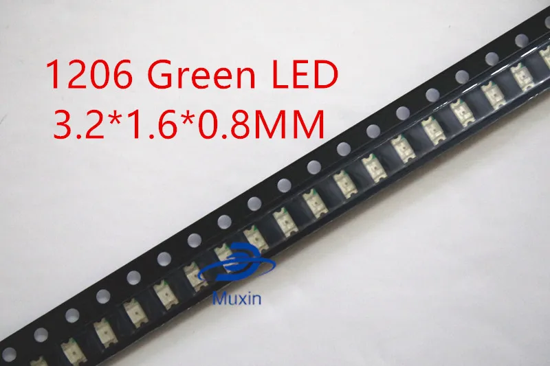 SMD 1206 (3216) LED 50 шт. шарик светло желтый зеленый 570 575nm 20mA DC 2V поверхностного монтажа SMT