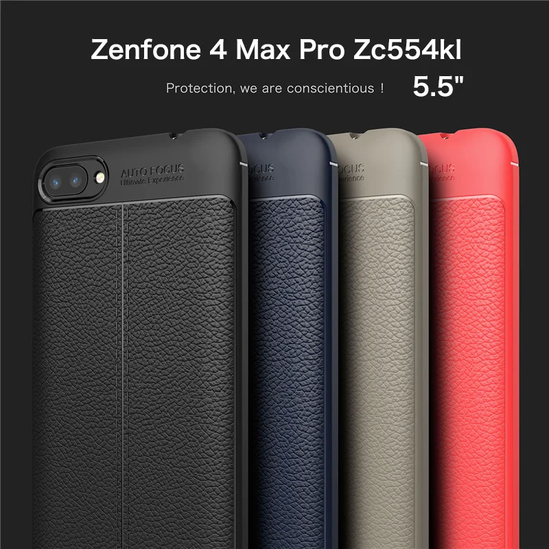 Чехол Zc520KL для Asus Zenfone 4 Max ZC520KL 5,", защищающий от падения, мягкий силиконовый чехол с текстурой кожи Для Zenfone 4 Max Pro Zc554KL 5,5"