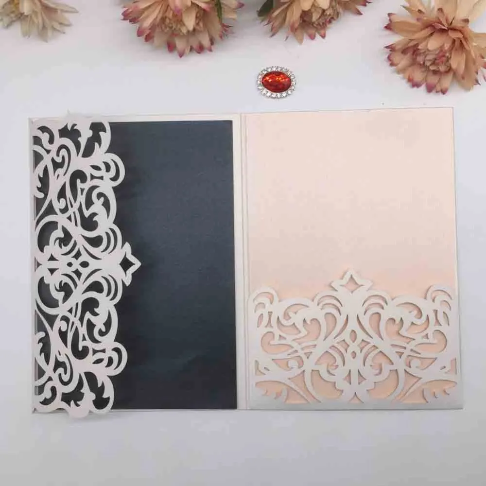 

35Pcs/Lot Luxurious Pearl paper Wedding Invitations Anniversary Cards Birthday Party Invitations Blessing Greeting Card
