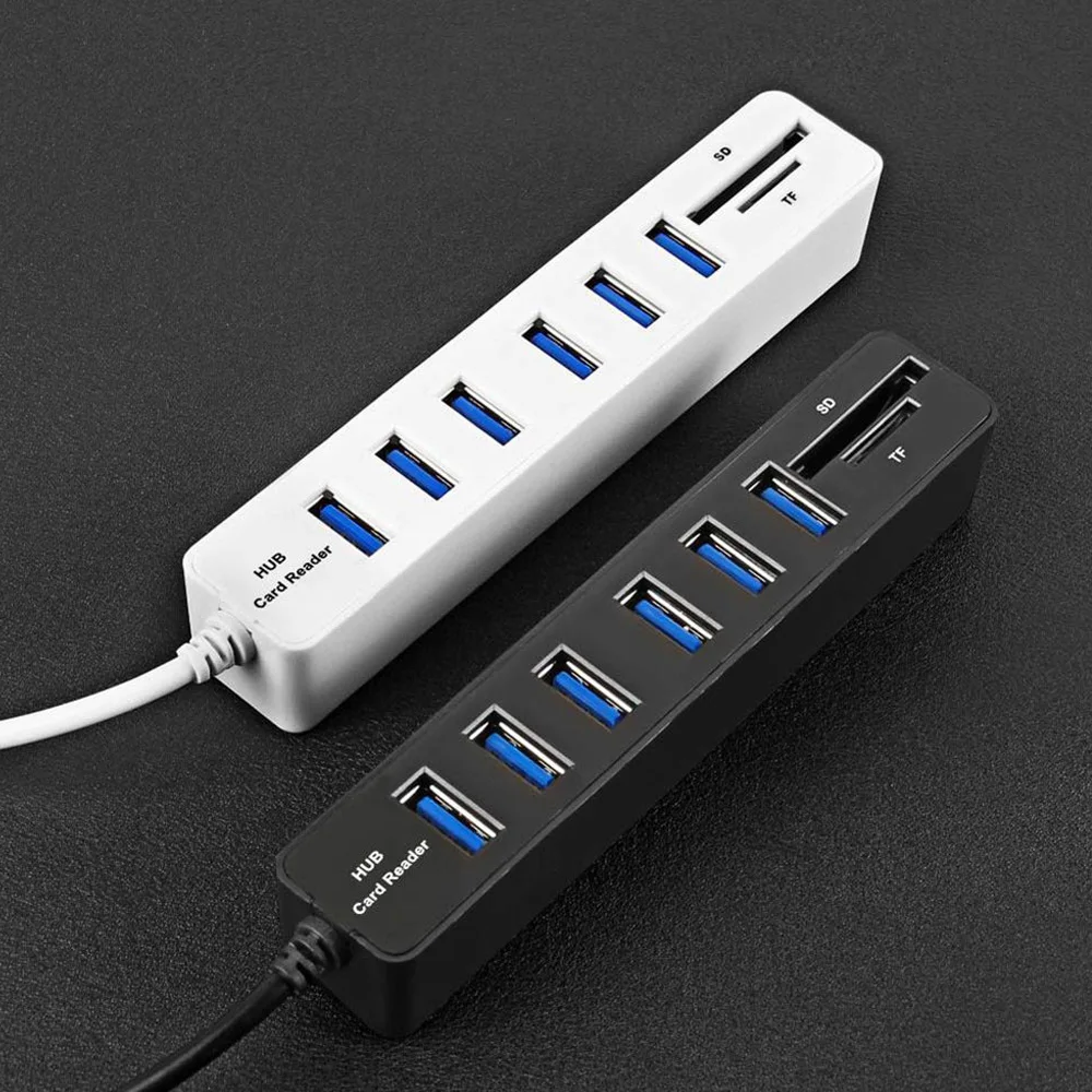 Мульти USB 3,0 2,0 концентратор USB разветвитель Высокоскоростной 5 8 портов Hab TF SD кард-ридер все в одном для ПК Компьютерные аксессуары