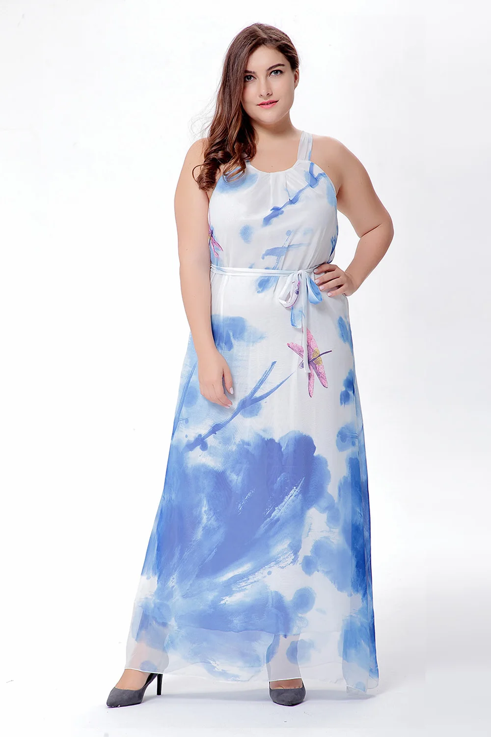 Sexy 2019 Seaside Holiday Bohemia Plus Size Print Women Chiffon Dress Big Maxi Dresses Vestidos Beach Summer | Женская одежда