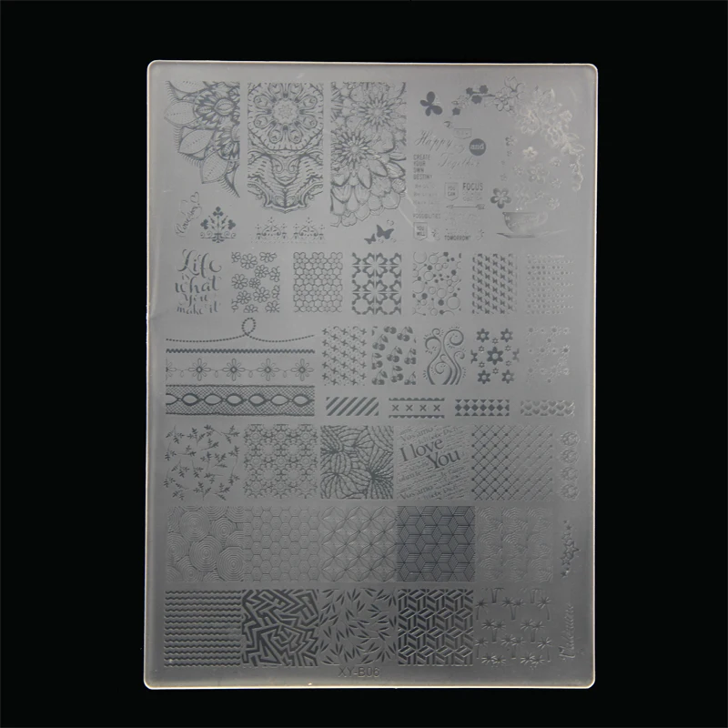Супербольшие XL акриловые штамповочные пластины смешанного дизайна штампы для
