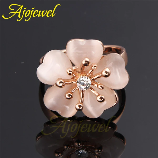 Ajojewel красивые женские аксессуары милое золотистое бежевое кольцо с опалом и