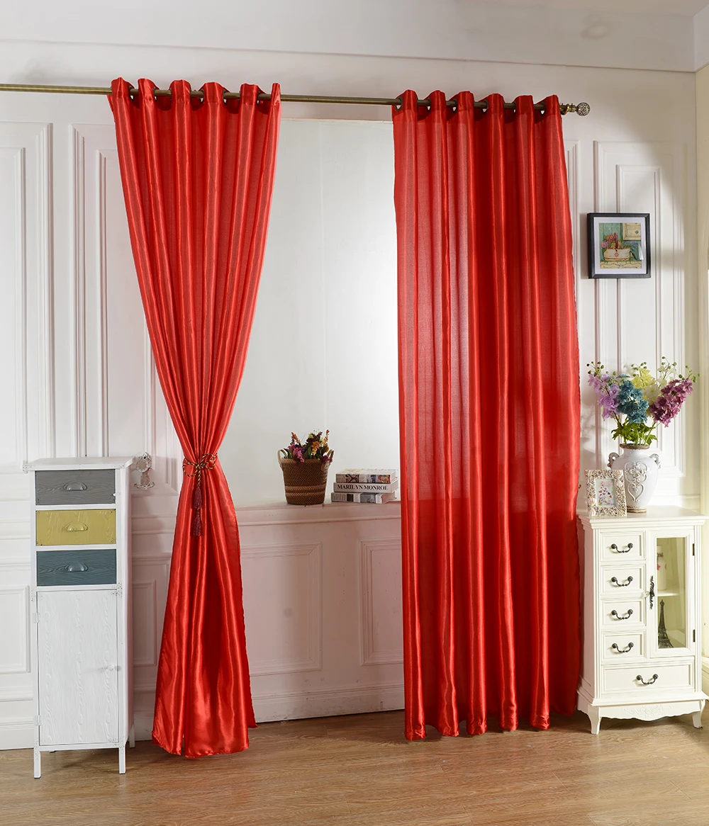 Solid Colors 100*250cm Modern Window Satin Fabric Curtain for living Room Bedroom Hotel Office Blackout Curtains Home Decoration | Дом и сад