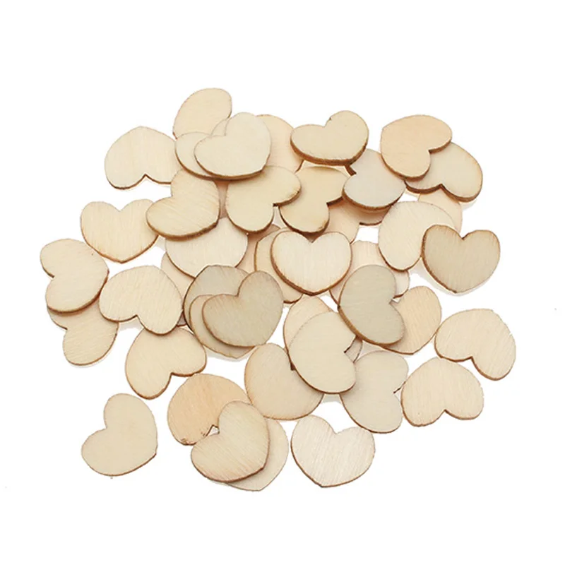 

100pcs 15x12mm Woody Heart Wooden Craft Embellishments MDF Wooden Cutout Flatback Scrapbooking for Cardmaking Wedding Decoration