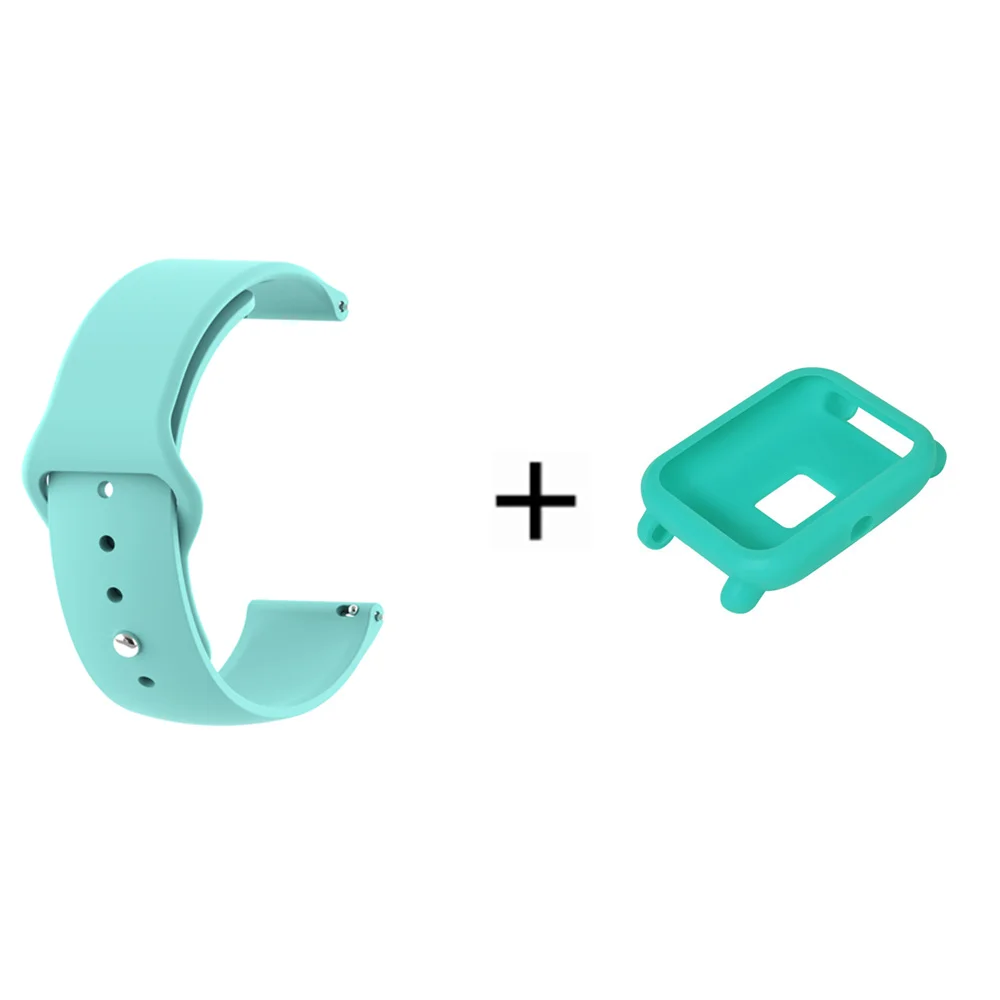 ТПУ ремешок для часов Amazfit Bip смарт-ремешок для Xiaomi Huami Amazfit Bip Молодежный спортивный силиконовый браслет+ чехол-крышка