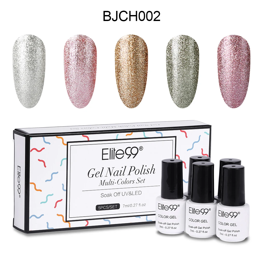BJCH002 Elite99, 5 шт./лот, Гель-лак телесного цвета с подарочной коробкой, Платиновый цвет, УФ-Гель-лак, отмачиваемый, для дизайна ногтей, маникюрные гель-лаки - Цвет: BJCH002
