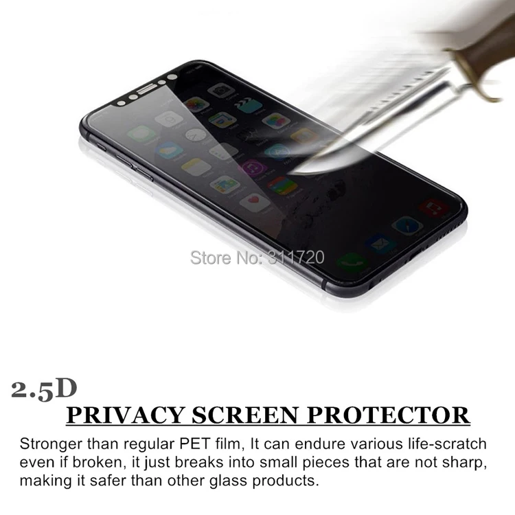 For Iphone XS Max XR X 2.5D Silk Print Full Cover Anti-spy Privacy Tempered Glass Screen Protector |
