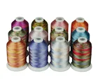 Simthread разноцветные полиэфирные нитки для вышивания 12 цветов 1100 ярдов на катушке