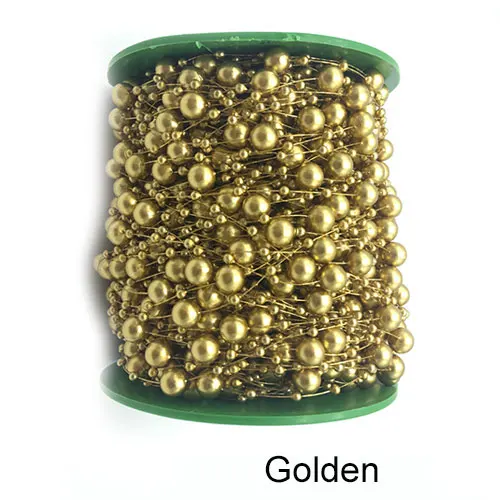Golden Colorfrul, 3 полоски, леска, искусственный жемчуг, бусины, чашка, цепь, гирлянда, цветы, Свадебная вечеринка, украшение, товары, поставка B2961 - Цвет: Golden