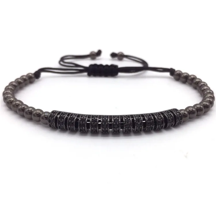 NAIQUBE 2017 Hot Brand New Trendy Braided Bracelets & Bangles CZ Long Tubes &4MM Copper Beads Macrame Jewelry For Men | Украшения и