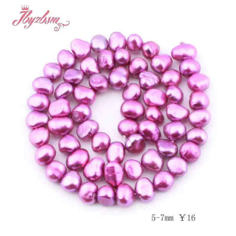 Dark Purple 5-7 мм Freeform пресноводный жемчуг Натуральный камень Бусины для DIY Цепочки и ожерелья bracelat ювелирных изделий Свободные Strand 1" - Цвет: Dark Purple