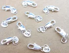 Оптовая продажа ювелирных изделий 20 шт. настоящие чистые 925 пробы серебряные застежки с карабином 925 для ожерелья + открытые кольца с логотипом