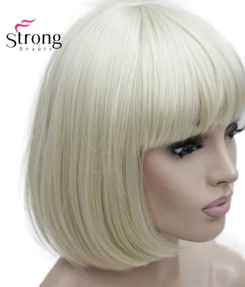 StrongBeauty Auburn короткий прямой Боб с челкой синтетические волосы женские полный парик центр кожи Топ