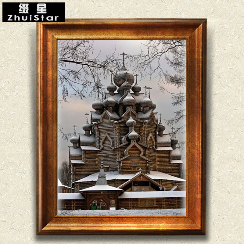 Алмазная 5D картина сделай сам вышивка русской деревянной церкви полная выкладка