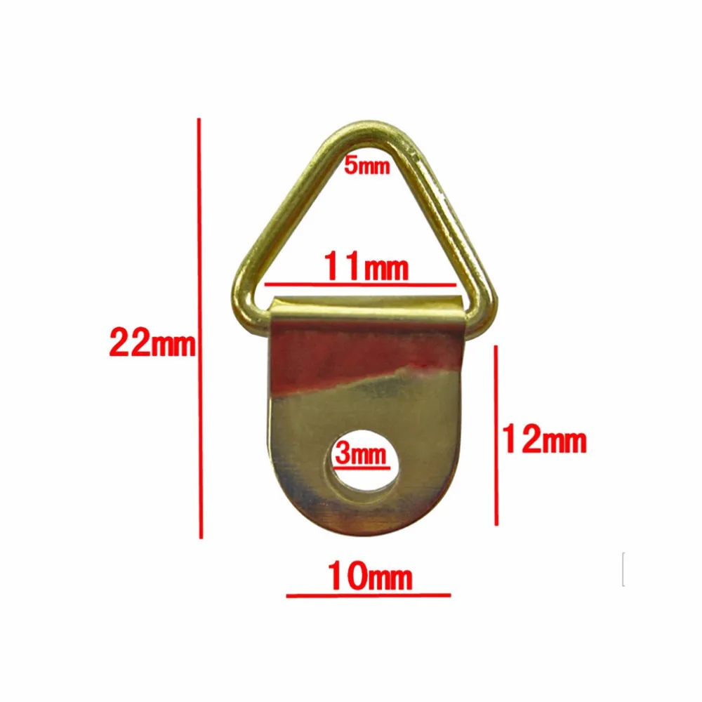 

100Pcs Golden Picture Frames Single Hole Hanger Hooks with Screws Picture Hanger Photo Frame Hanging Triangle D Rings