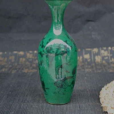 Антикварная зеленая глазурованная Нефритовая ваза для домашнего интерьера|Вазы|