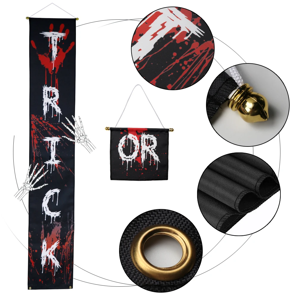 Хэллоуин Декор трюк или лакомство баннер 4 + коготь наклейка дверной знак ужас