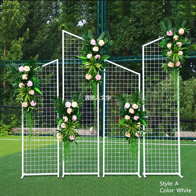 Decoraci&oacute;n de pantalla de rejilla de hierro forjado para boda, fondo de escenario de boda, decoraci&oacute;n geom&eacute;trica de ventana, accesorios nuevos-5