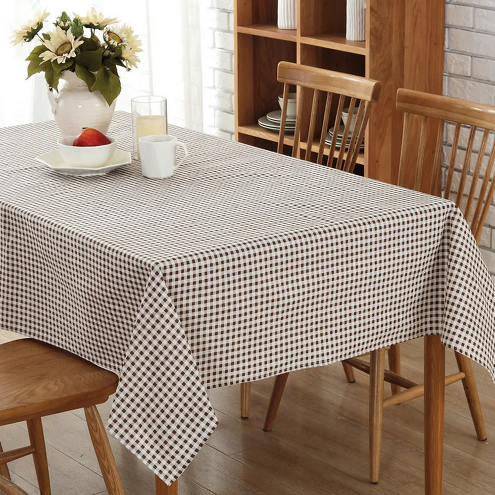 Серия простых клетчатых скатертей из хлопка и льна Декоративная скатерть