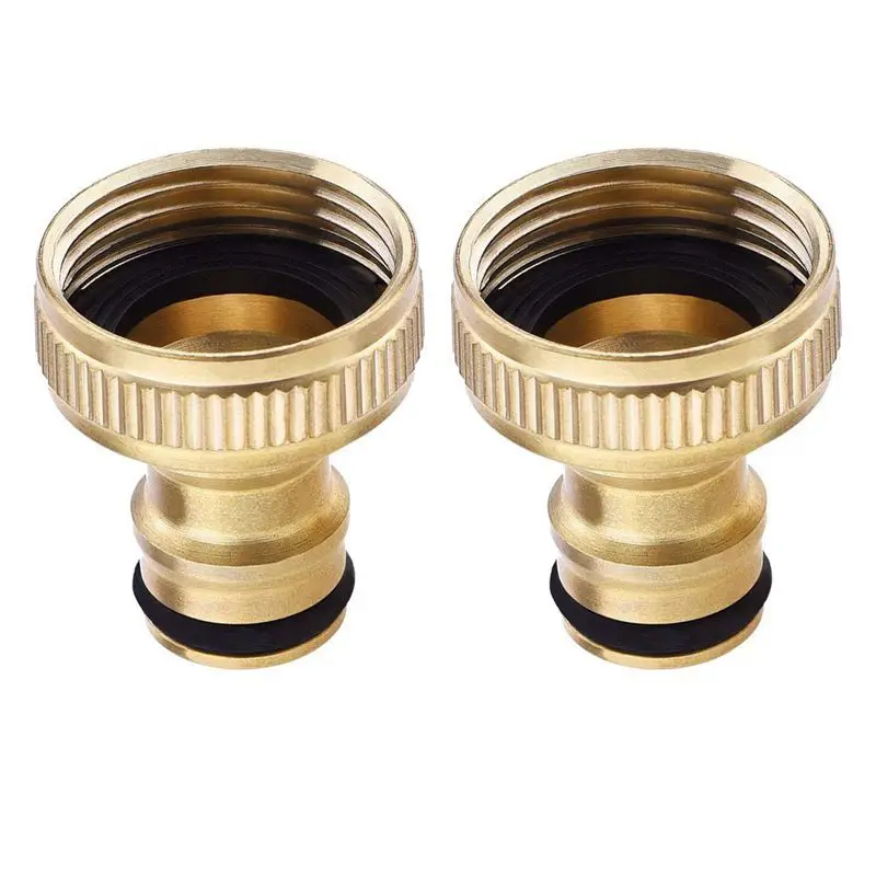 2 Pack 3/4-Inch Garden Hose Tap Connector Brass Hosepipe Threaded Faucet Adapter | Бытовая техника
