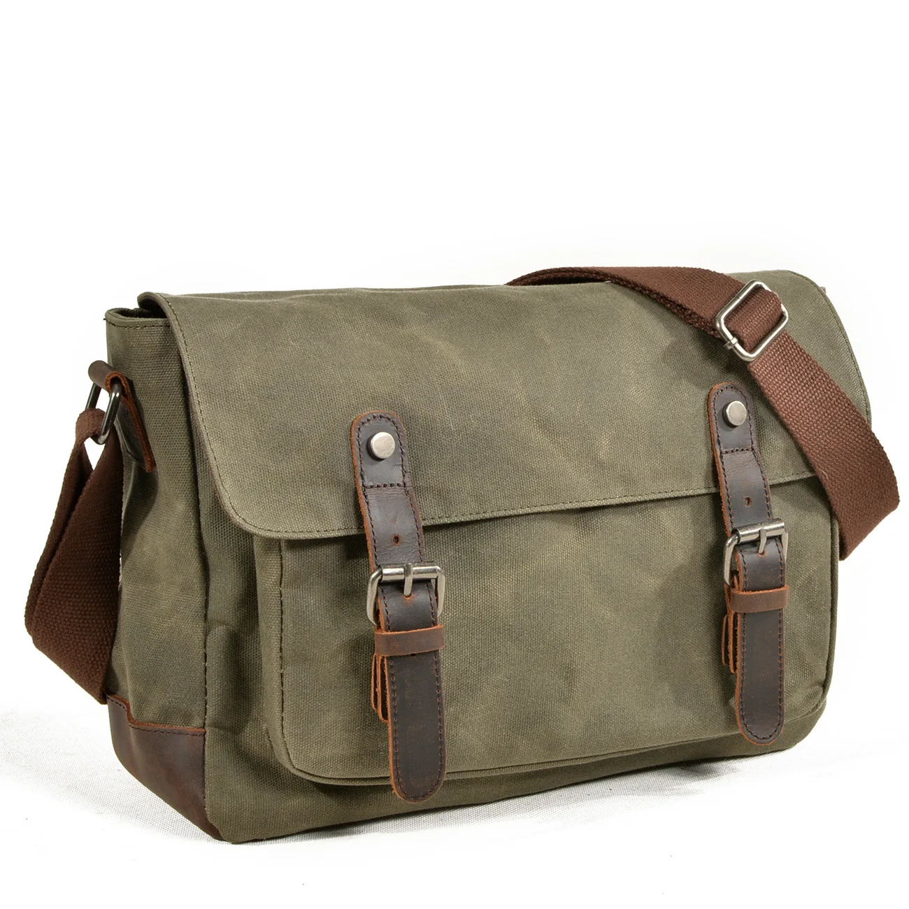 Vintage Men Waterproof Wax Canvas Crossbody Messenger Bags Retro Shoulder Male School Travel with Leather Belt | Багаж и сумки
