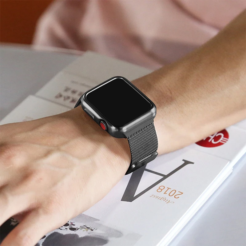 Миланский ремешок и чехол для apple watch 42 мм 38 44 40 iwatch 5/4/3/2/1 магнитный браслет |