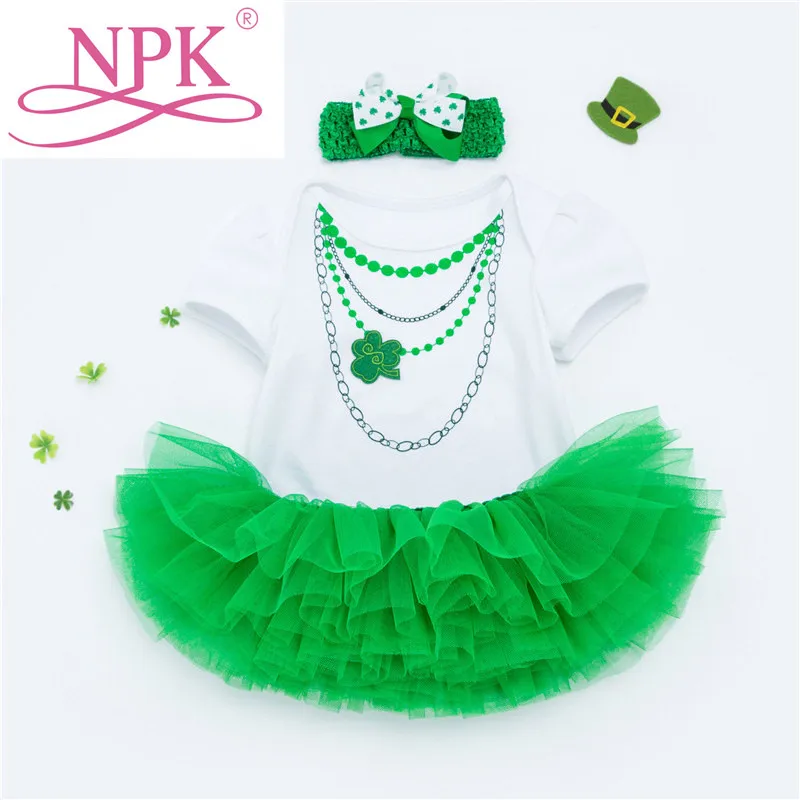 NPK Reborn Doll Clothes зеленое и белое платье костюм подходит для 22 дюймов или 55 см модная