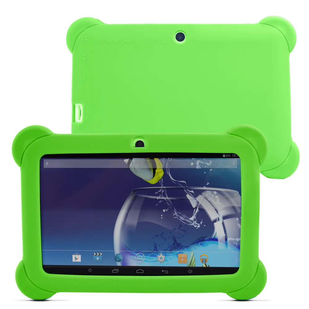 Yuntab 7 дюймов Q88 Allwinner A33 четырехъядерный 512 МБ/8 ГБ Android 4,4 Детский планшетный ПК Bluetooth двойная камера с силиконовый чехол