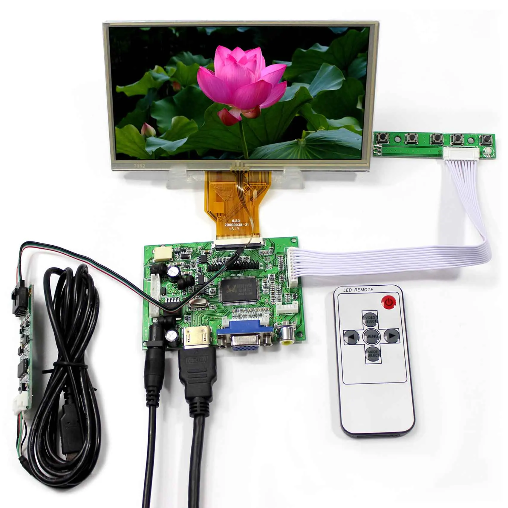HD MI VGA 2AV LCD Controller Board+6.5inch AT065TN14 800x480 LCD Screen With Touch Panel
