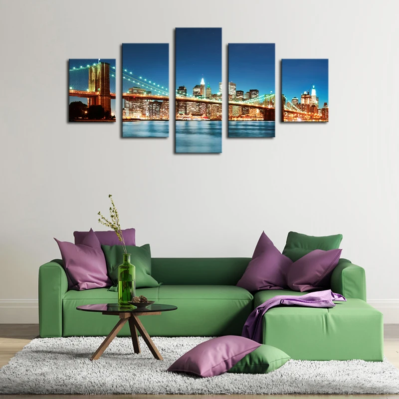 2017 High Quality Beautiful Foreign Bridges Nightsacpe Modern Wall Paintings On Canvas Bridge Architecture Oil Painting Decor | Дом и сад