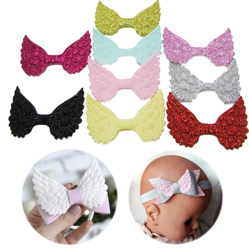 

50*33mm 10PCS/Pack (Just Headwear DIY Materials) Cute Glitter Crafts Angel Wings Decoration Handmade Girls Hair Accessories