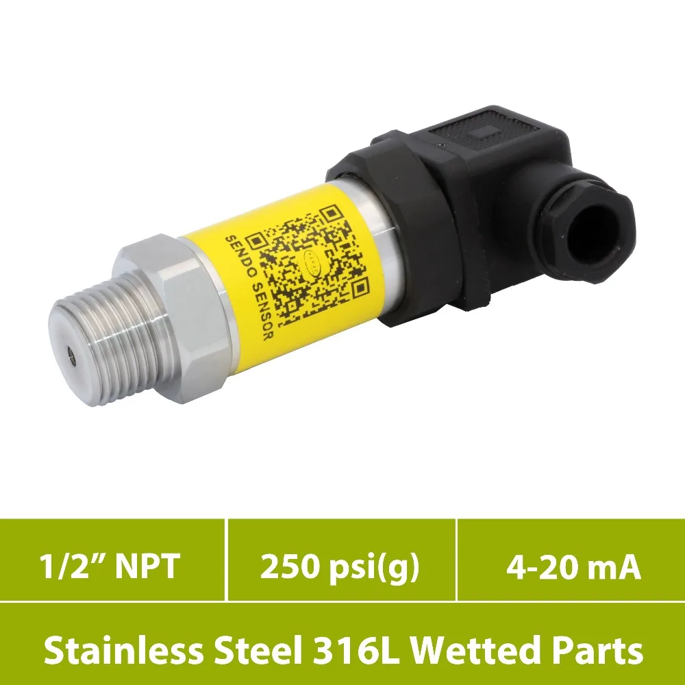 1 2 npt датчик давления передатчик низкая цена 0 250 psi диапазон 4 20mA выход 9 12 24 30V dc