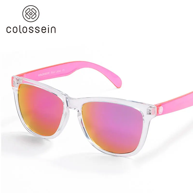 Pink COLOSSEIN солнцезащитные очки женская мода солнцезащитные очки красочные квадратная рамка очки праздник Спорт пляж стильные очки для взрослых UV400 - Цвет линз: Pink