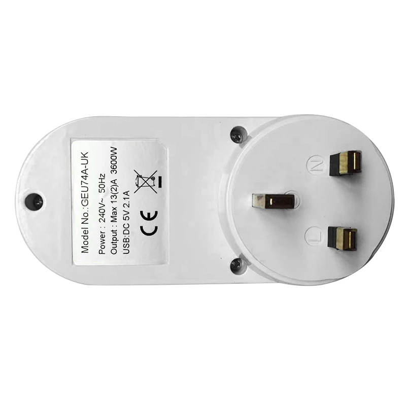 Обратный отсчет Dual USB электронный контроллер времени умная розетка белые