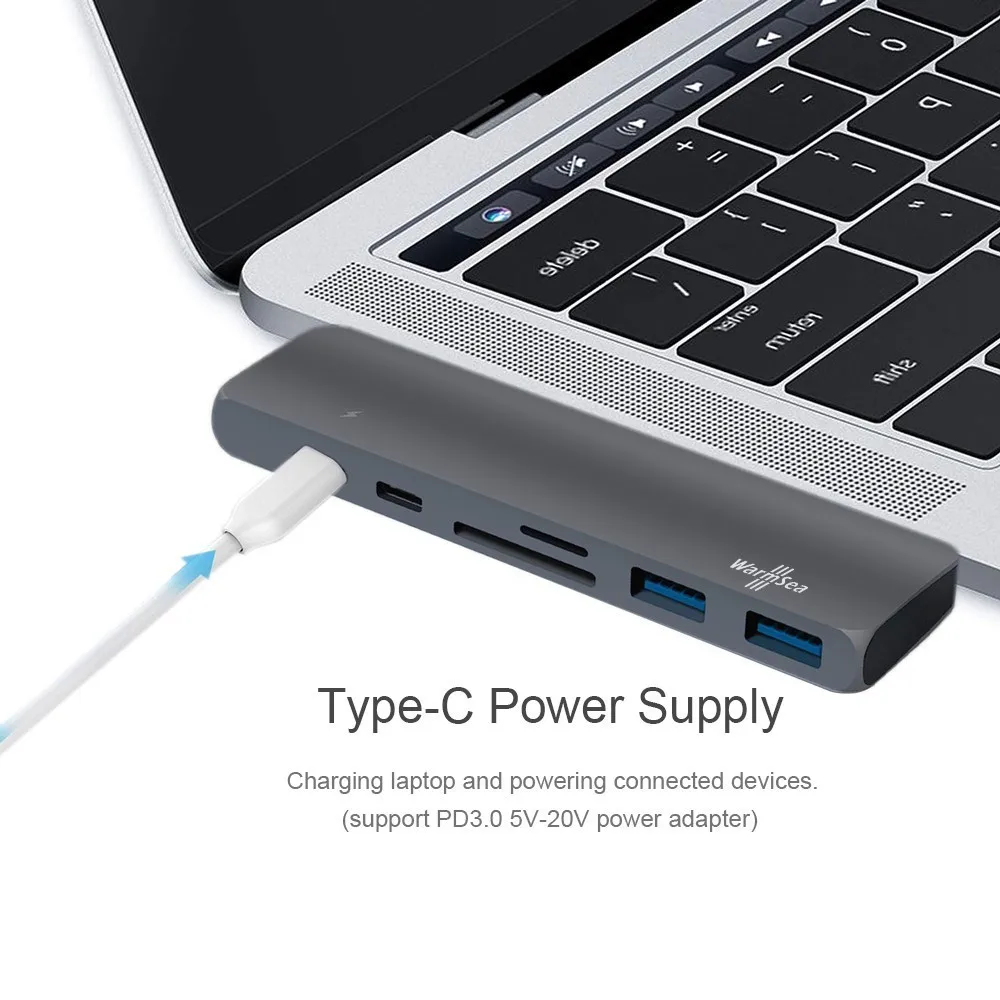 USB C концентратор type адаптер HDMI 4 K Thunderbolt 3 сплиттер док станция с 0 TF считыватель SD