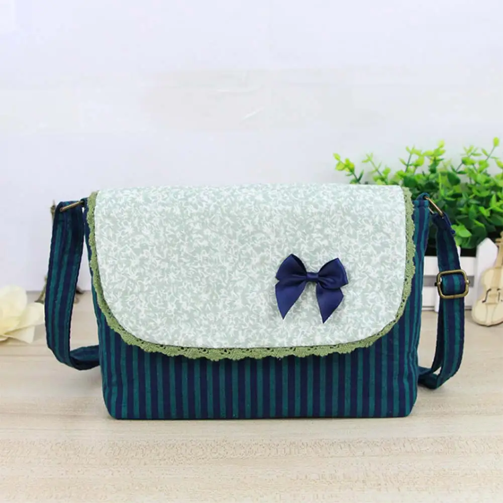 

High Quality Canvas Small Phone Bag Striped Crossbody Sweet Messenger Bag Women Girls Vintage Floral Flap Handbags Popular FA$1