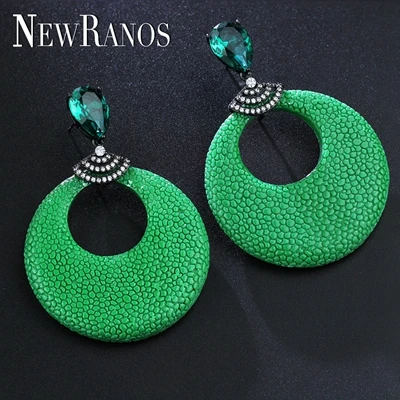 Винтажные Кристальные висячие серьги в богемном стиле, круглые висячие серьги с цирконием, массивные ювелирные изделия fr, Женские Ювелирные изделия EFX003964 - Окраска металла: green