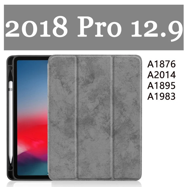 grey18 Чехол для iPad Pro 12,9 с держателем карандаша Премиум из искусственной кожи TPU мягкий чехол для iPad Pro 12,9 Чехол+ пленка - Цвет: grey18